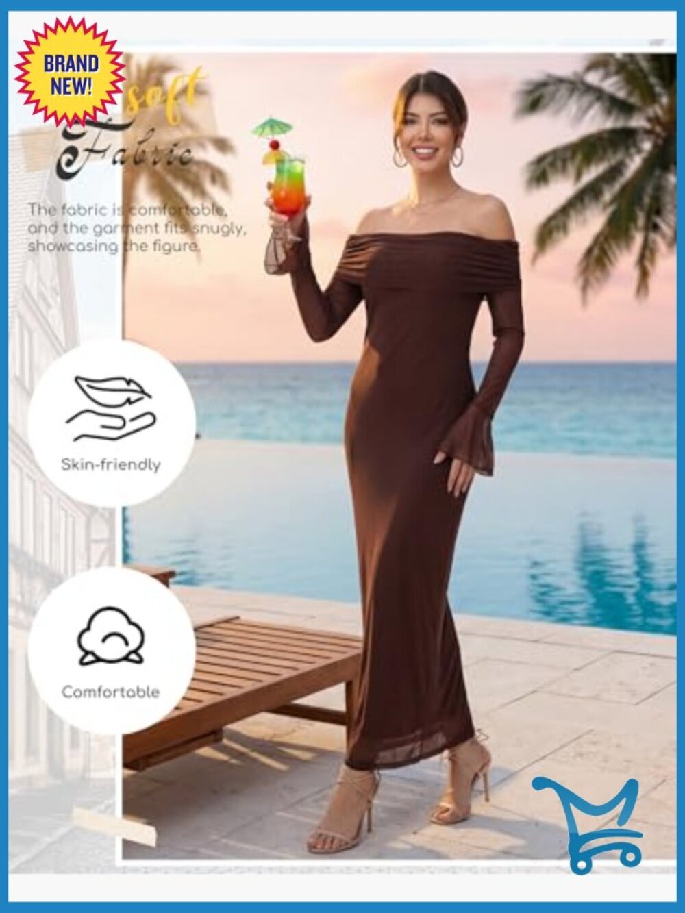 Maternity Off Shoulder Long Sleeve Bodycon Maxi Dress Formal Wedding Guest - Picture 6 of 7
